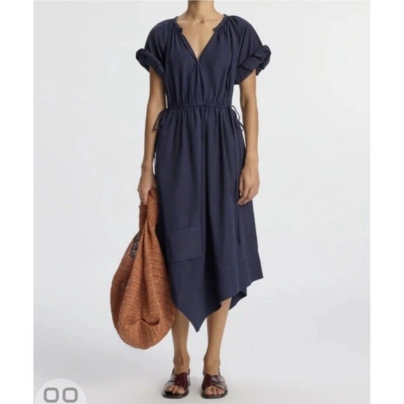 A.L.C. Odin Midi Dress Maritime Navy Blue Women’s Size 0* ALC Cotton Indie Chic - Picture 2 of 9